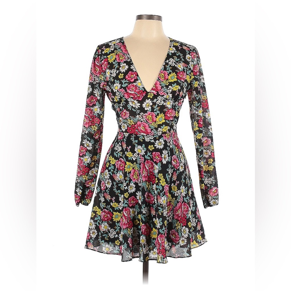 Anthropologie 💐 Yaya Nom De Plume Backless Floral V Neck Dress With Sleeves